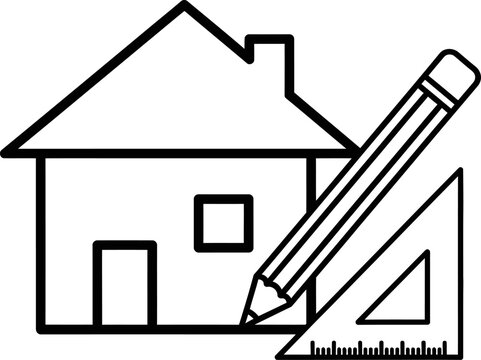 House design and drafting illustration