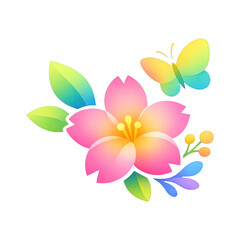 Fototapeta premium PNG Colorful floral butterfly illustration