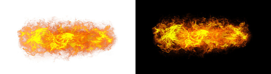 Fototapeta premium PNG image of&nbsp;Brilliant horizontal burst of intense yellow and orange magical energy flame effect rendered with glowing particles on transparent background