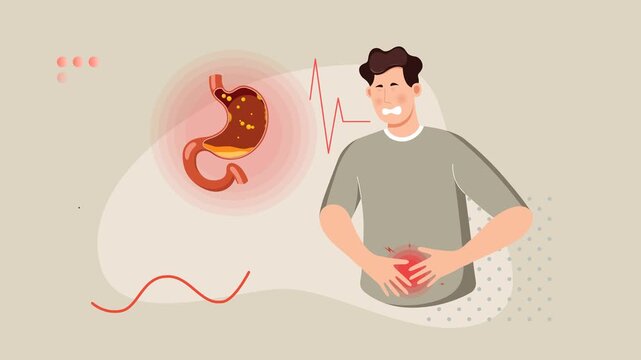 Person with Stomach Pain - Tumour Growth - Animated Stock Illustration as MP4 File