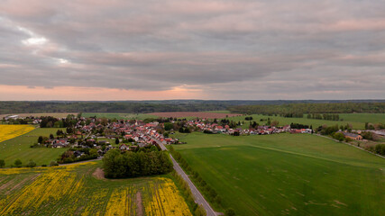 Obraz premium Luftbildaufnahme Landschaft bei Siptenfelde im Harz