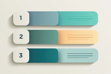 Obraz premium Three-step flat infographic diagram with numbered stages and text placeholders