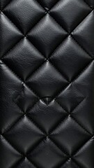 Fototapeta premium Black Quilted Leather Texture - Luxurious and Elegant Background.
