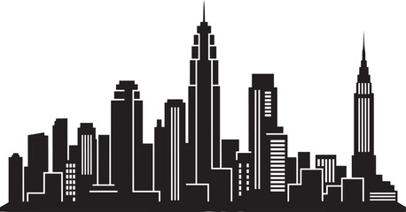 Obraz premium City skyline silhouette vector illustration of an urban landscape with skyscrapers