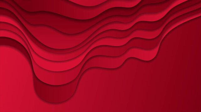 Red paper waves minimal abstract elegant corporate background. Seamless looping motion design. Video animation Ultra HD 4K 3840x2160
