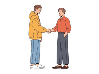 Fototapeta premium Two men shaking hands in a friendly gesture.