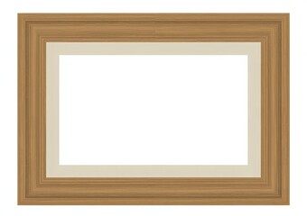 Wooden picture frame with cream mat and white copy space