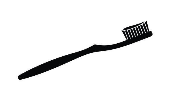A sleek black toothbrush design presented in a stark silhouette
