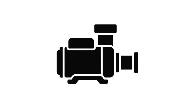 Simple black icon of a water pump industrial equipment silhouette