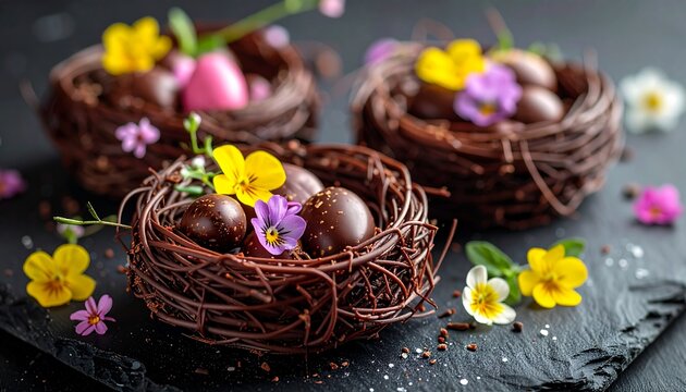 Chocolate nest easter cake