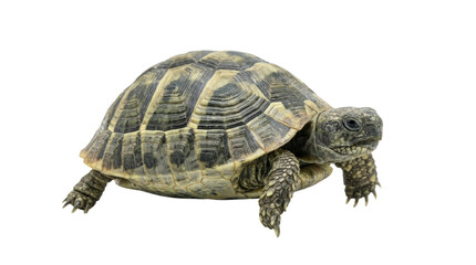 Obraz premium Tortoise standing isolated on transparent background looking forward