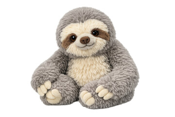 Fototapeta premium Stuffed sloth plush toy smiling, children's cuddly animal