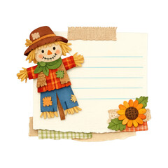 Fototapeta premium PNG Scarecrow-themed autumn note.