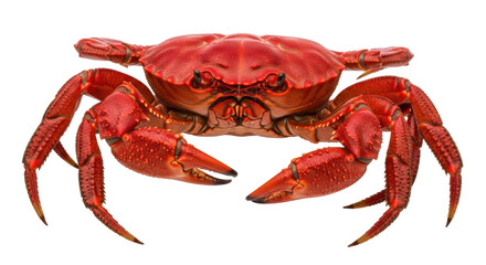 Red rock crab isolated PNG on transparent background, showcasing its vibrant color and detailed texture, a crustacean for seafood and marine life themes © Maria