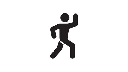 Running Stick Figure Icon Symbolizing Speed, Urgency, Motion and Active Movement