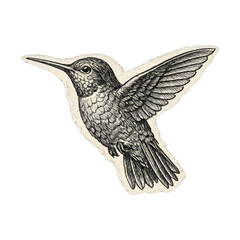 Obraz premium PNG Vintage hummingbird ink illustration