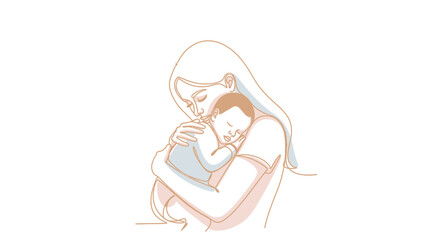 Mother Holding Baby Gentle Hug Photo