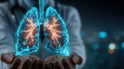 Digital visualization of human lungs with network pattern in medical environment