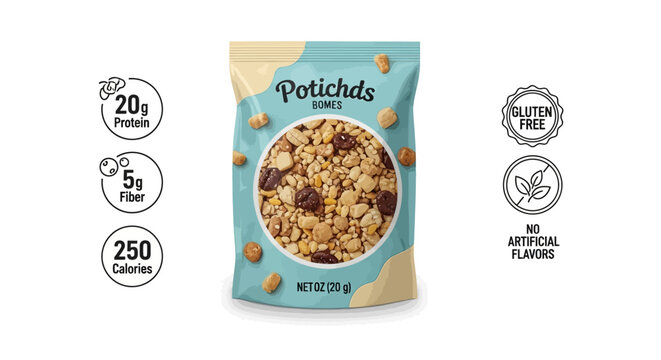 Potichds Muesli Cereal Packaging with Nutrition Facts.