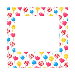 Fototapeta premium PNG Colorful candy-themed photo frame.