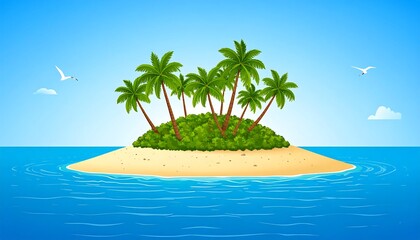 Fototapeta premium Tropical Island Paradise - A Serene Escape with Palm Trees and Turquoise Waters.