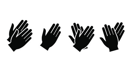 Obraz premium Four black hand gestures depicted in a flat dark silhouette