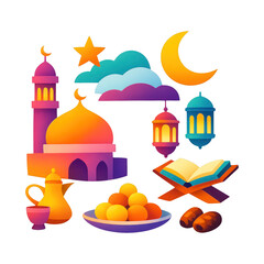 Fototapeta premium PNG Colorful Islamic cultural celebration illustration.