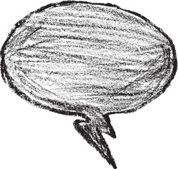 Obraz premium Hand-Drawn Charcoal Texture Speech Bubble with Lightning Bolt Tail Isolated on White Background 