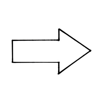 Hand-Drawn Black Outline Right Arrow Icon on Transparent Background
