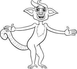 happy cartoon lemur primate animal character coloring page © Igor Zakowski