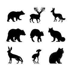 Obraz premium Collection of Diverse Animal Silhouettes in Various Poses.