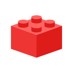 Obraz premium Red Plastic Building Brick Toy Block.