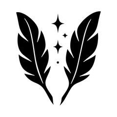 Obraz premium PNG Elegant feathers with sparkling stars.