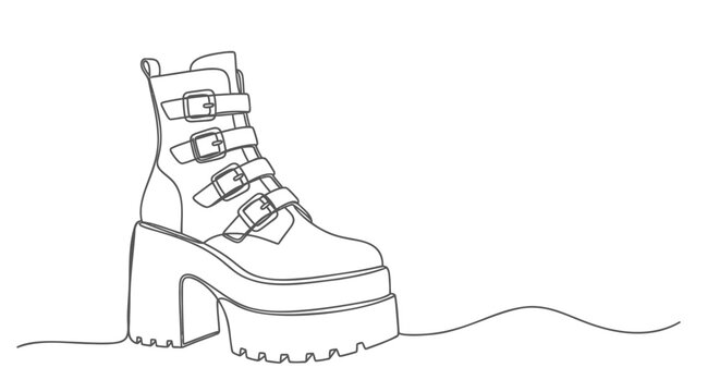 Vector illustration of a single high-heeled combat boot