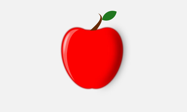 red apple isolated on white background, Simple Apple Illustration for Healthy Food Concept