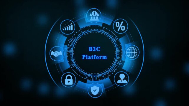B2 C Platform Digital Interface with Consumer Icons