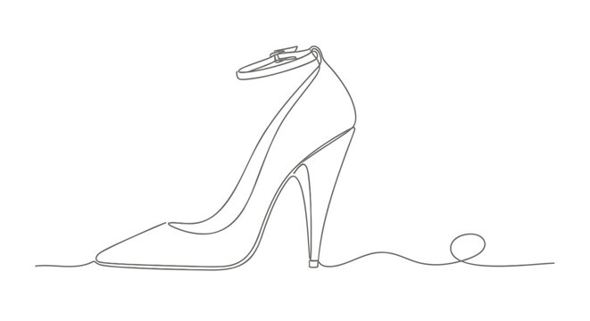 Vector illustration of a single high-heeled shoe with untied shoelace