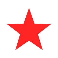 Obraz premium Red solid five point star. Classic favorite rating symbol vector illustration.