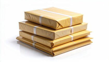 Stack of Wrapped Packages Ready for Shipping or Delivery.