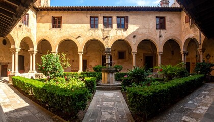 Fototapeta premium Serene Courtyard of the Monastery of San Juan de los Reyes, Toledo.