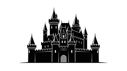 Black Silhouette of a Fairy Tale Castle. © ikun