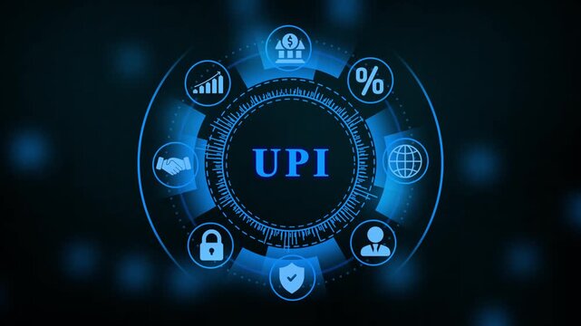 UPI Payment Network Hub With Financial Icons finance