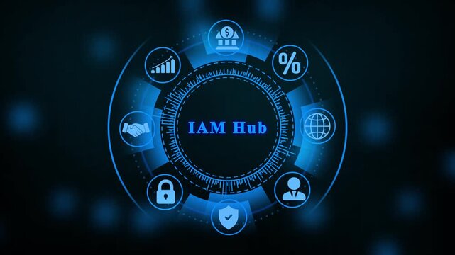 IAM Hub Digital Security Network With Icons IAM Hub