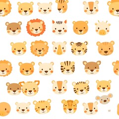 Obraz premium A collection of cute animal faces