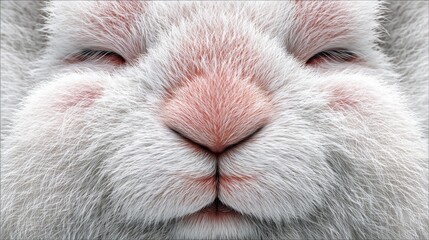 Cute fluffy rabbit face close-up with soft fur, gentle expression, and adorable pink nose and cheeks for nature enthusiasts