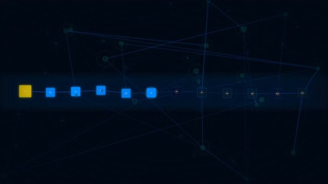Blockchain Network Abstract Seamless Animation, Slow Propagation Blue Dynamic Technology Background