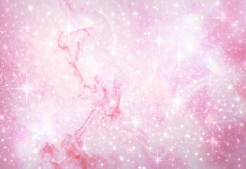 Pastel pink galaxy background with sparkling stars and dreamy nebula © DesignSells