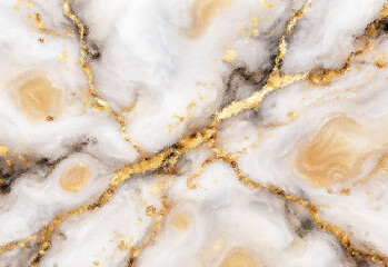 Luxurious white marble texture with gold veins and beige agate swirls