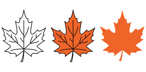 Fototapeta premium maple leaf,autumn,set line art illustration for seasonal decoration vector graphic for fall marketing kit