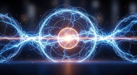 Fototapeta premium Abstract Electric Energy Core with Swirling Arcs and Sparks